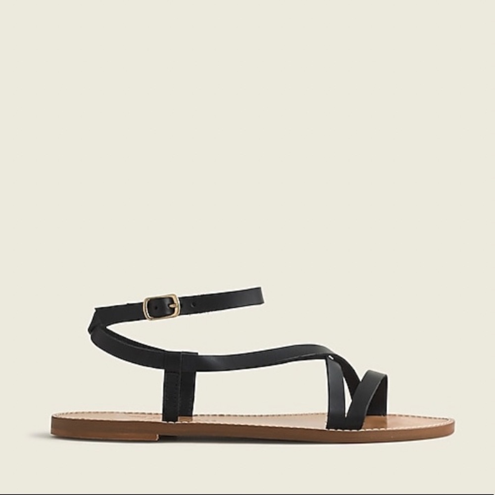 NIB J.Crew Flat Strappy Sandals - Vachetta Leather - Picture 3 of 3